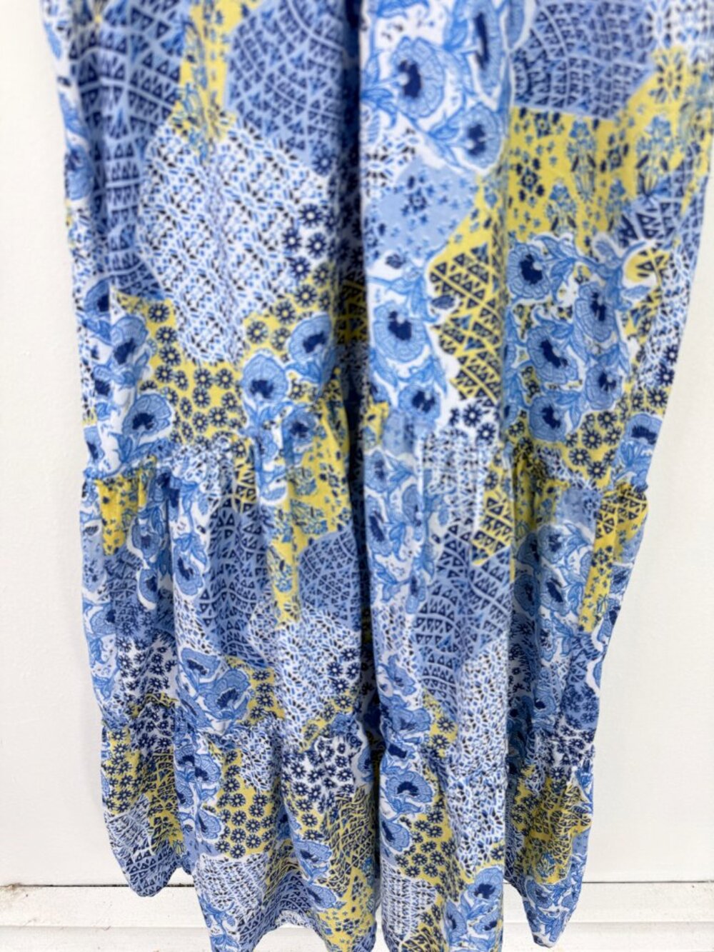 Peixoto Floral Maxi Dress Cotton Sundress Pockets Campo Azul Blue Yellow Size XL - Picture 12 of 14